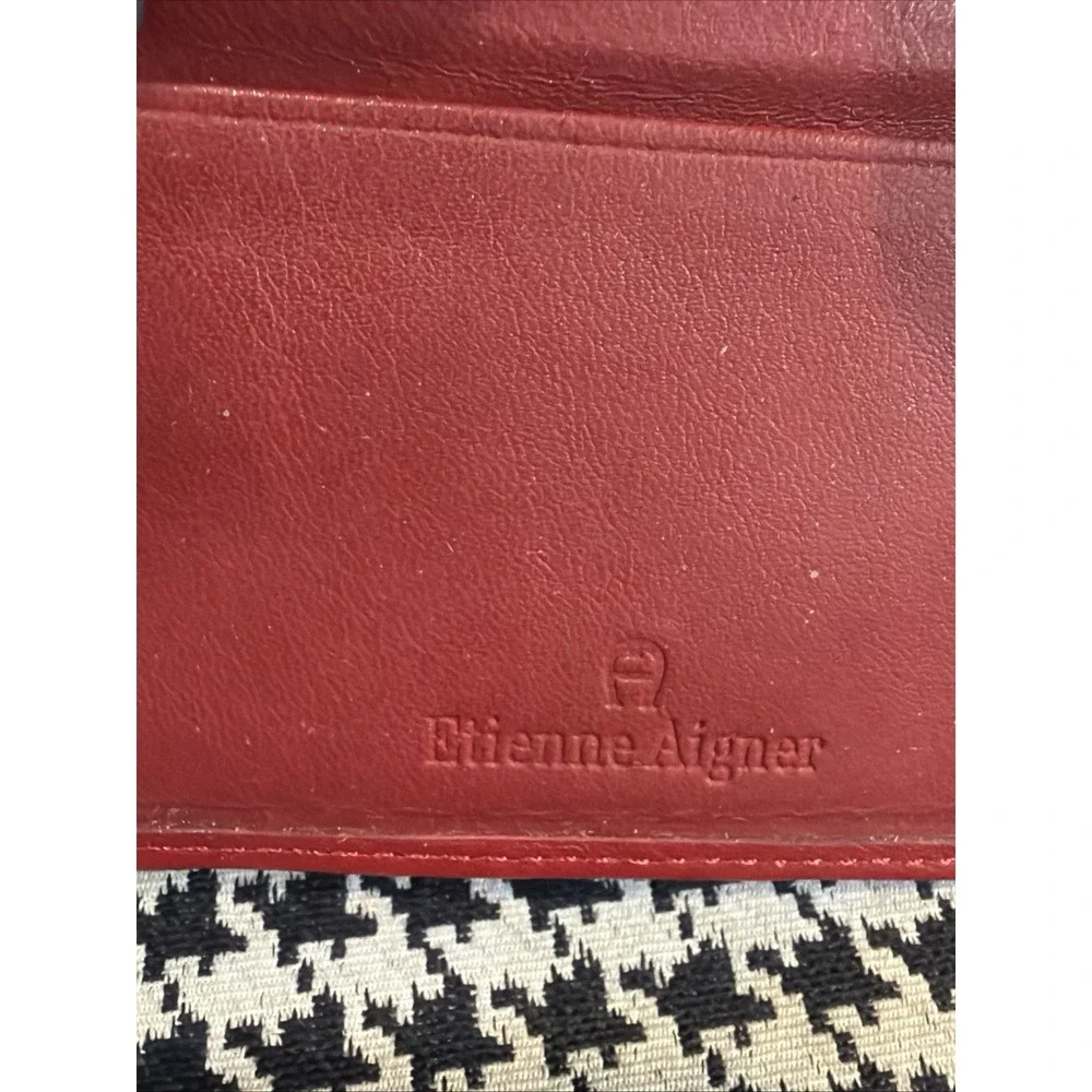 Vintage Etienne Aigner Red Leather Wallet Card Holder Gold Logo Bifold